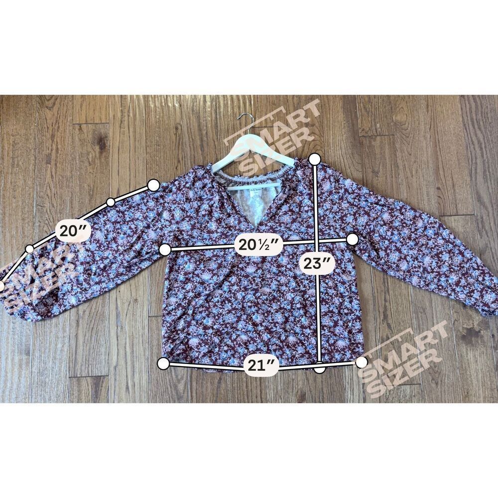 Old Navy floral notch neck long sleeve blouse medium tall - Picture 6 of 6